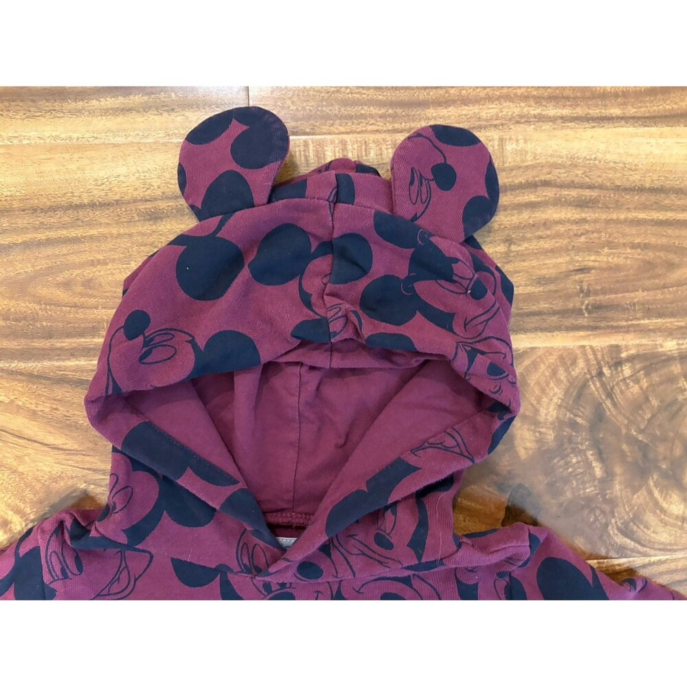 Gap Disney Mickey Hoodie Sweatshirt, Burgundy and Navy, Size 4T - Picture 4 of 5